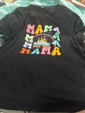 Disney Black Mama Graphic Tee with Multicolor Retro Letters